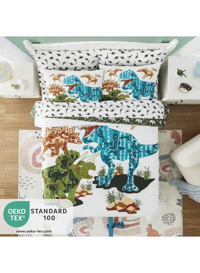 Kaleido Space KALEIDOSPACE Gilrs Boys Full Size Bedding Set, 7 Piece Glow in The Dark Dinosaur Bed in A Bag - Image 3